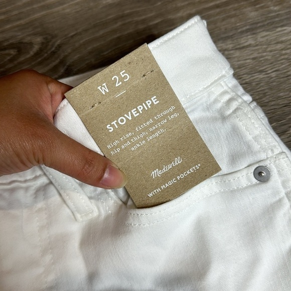 NWT Madewell Stovepipe Jeans in Pure White Straight Leg Women’s Size 25 - Picture 6 of 14